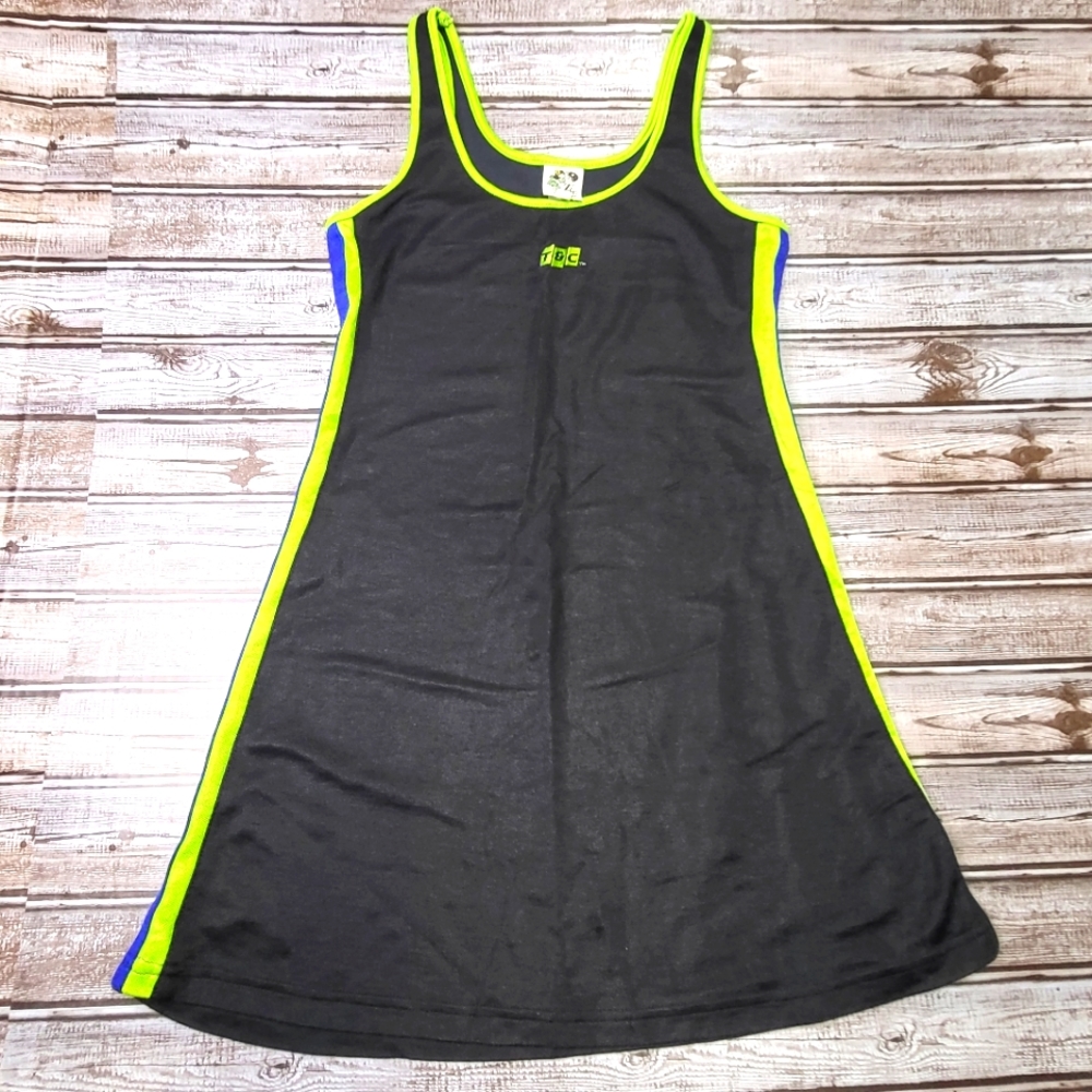Vintage 90s Y2K T&C Surf Black/Neon Green Dress Size XS